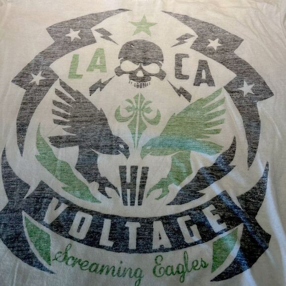 Skully T-Shirt‎  LA CA White Hi Voltage XLARGE 46-48 Reverse Image (inside Out) - Picture 1 of 10